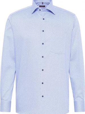 Chemise Manches Longues Ville Imp Traits Bicolore Bleu Moyen