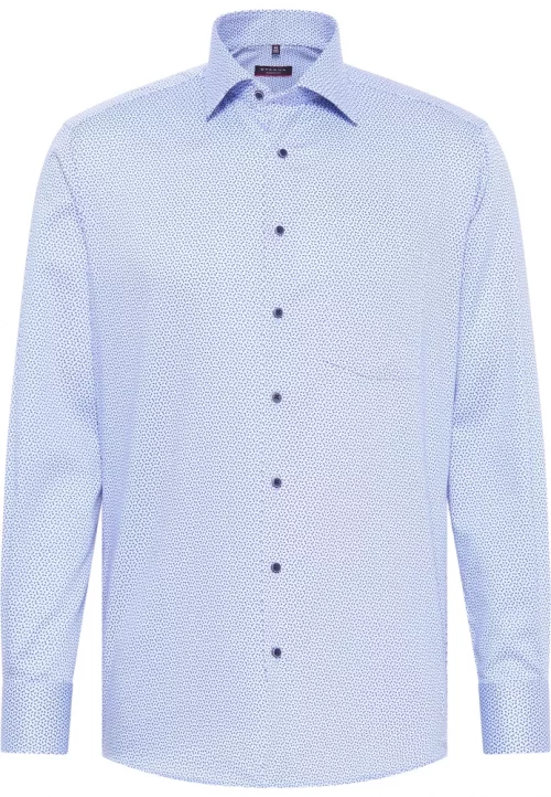 Chemise Manches Longues Ville Imp Traits Bicolore Bleu Moyen