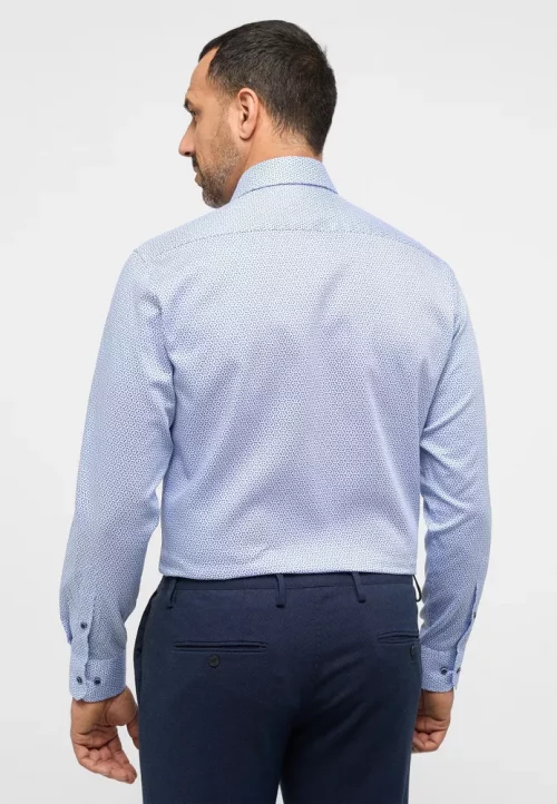 Chemise Manches Longues Ville Imp Traits Bicolore Bleu Moyen – Image 2