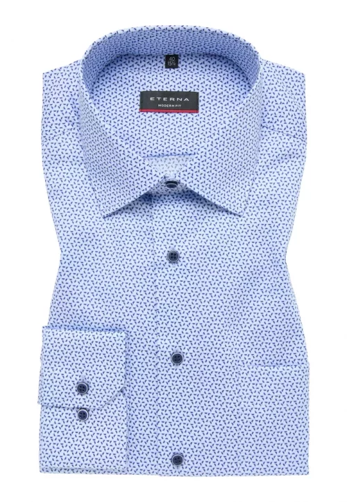 Chemise Manches Longues Ville Imp Traits Bicolore Bleu Moyen – Image 3
