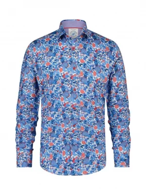 Chemise Manches Longues Sport Imp Ananas Bleu Moyen
