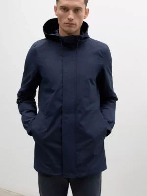 Grosse Piece Parka Coton-nylon Longue Bleu Fonce
