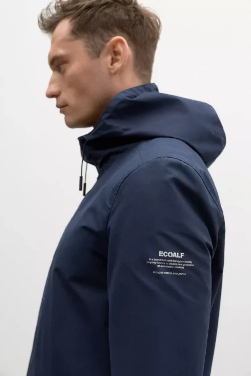 Grosse Piece Parka Coton-nylon Longue Bleu Fonce – Image 2