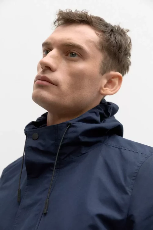 Grosse Piece Parka Coton-nylon Longue Bleu Fonce – Image 5