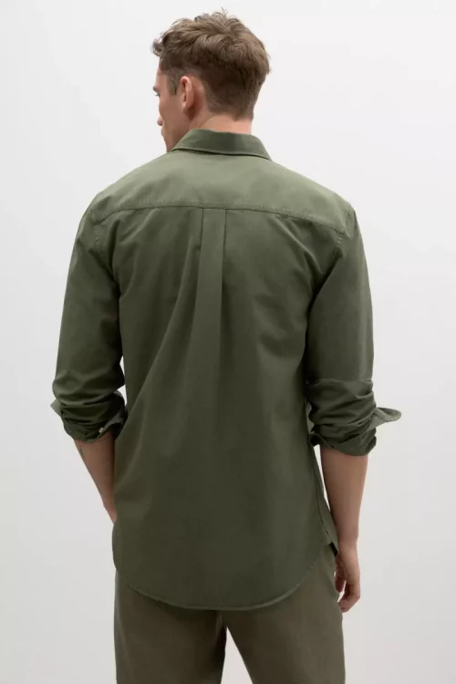 Chemise Manches Longues Sport Gabardine Kaki Fonce – Image 2