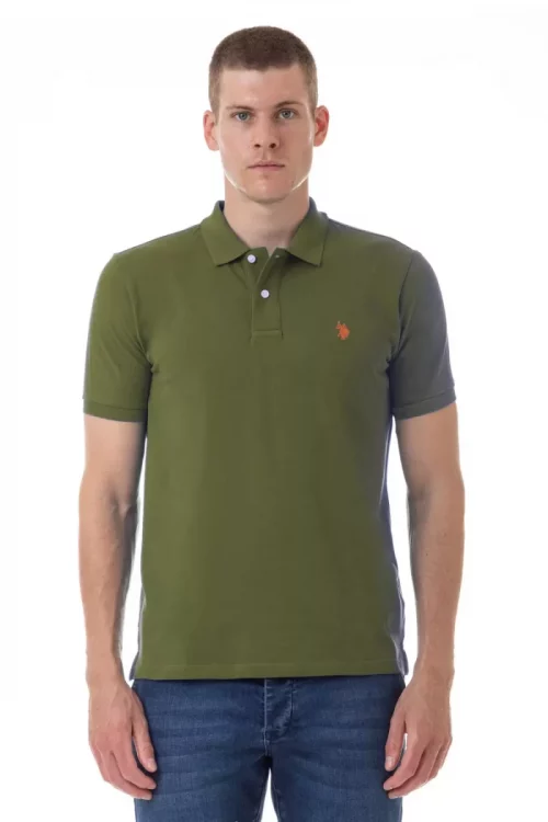 Polo Manches Courtes Pique Uni Kaki Moyen