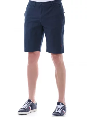 Pantalon Bermuda  Coton Droit Bleu Fonce