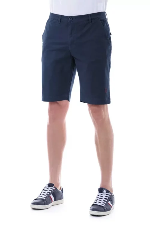 Pantalon Bermuda  Coton Droit Bleu Fonce