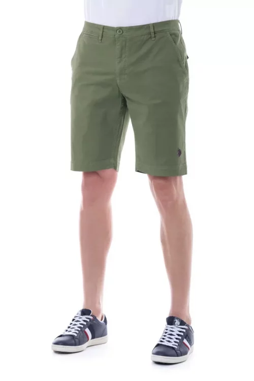 Pantalon Bermuda  Coton Droit Kaki Moyen