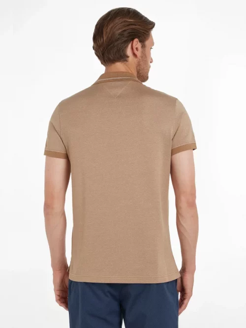 Polo Manches Courtes Regular Slim Pique Uni Beige Clair – Image 2