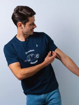 T-shirt Manches Courtes Print 2cv Bleu Fonce