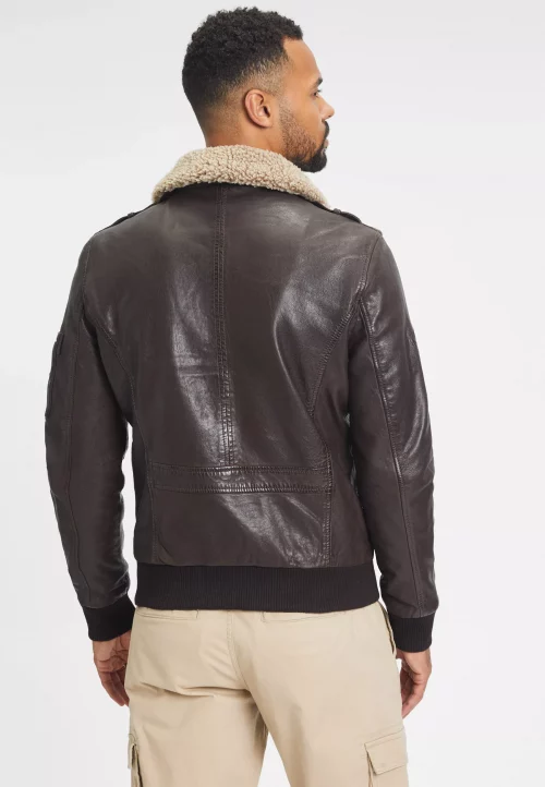 Cuir Blouson Tr - Agneau Pilote Beige Fonce – Image 4