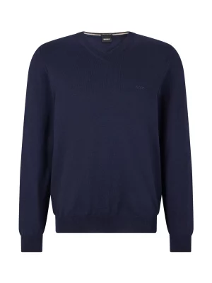 Pull Col V Merinos V Uni Bleu Fonce