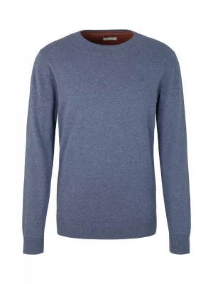 Pull Col Rond Tr - Coton Uni Bleu Moyen