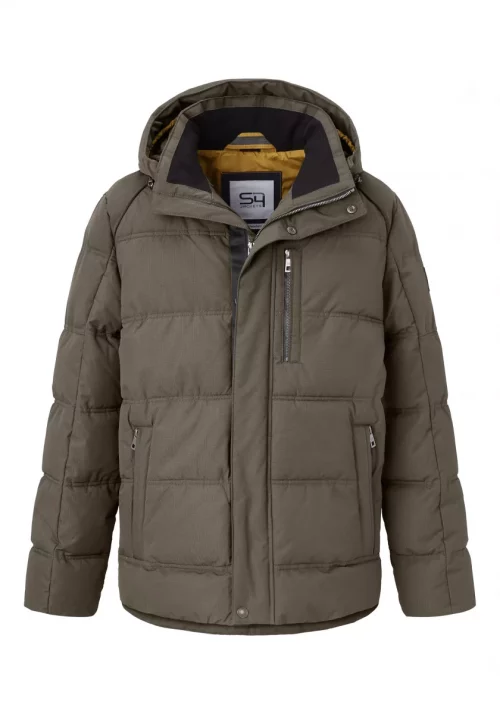 Grosse Piece Parka Bi-matiere Capuche Amo Kaki Fonce