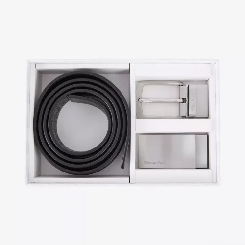 Accessoire Ceinture Coffret 2 Boucles Noir Fonce