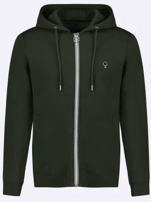 Gilet Manches Longues Molleton Zip Kaki Fonce