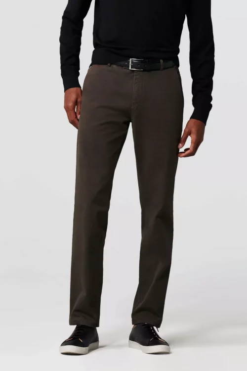 Pantalon Sport Imprime Micro Chevron Beige Fonce