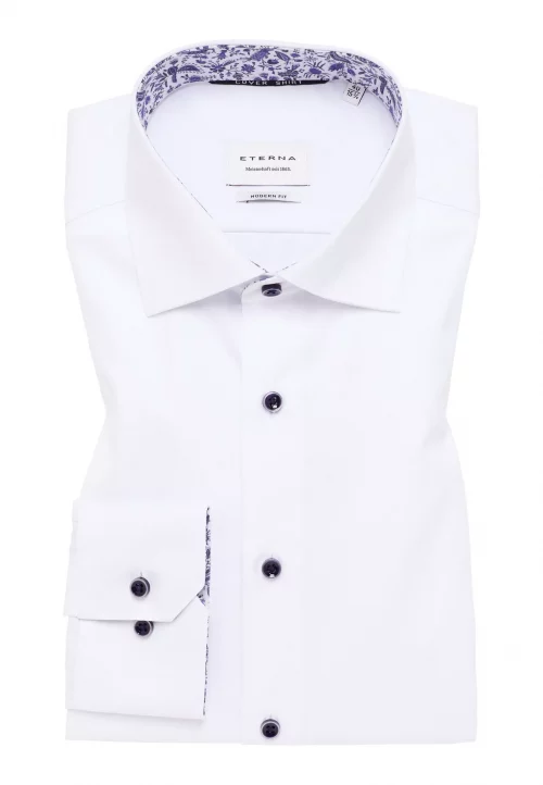 Chemise Manches Longues Ville Twill Uni Avec Oppo Blanc