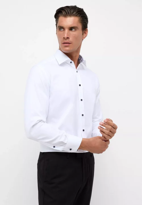 Chemise Manches Longues Ville Twill Uni Avec Oppo Blanc – Image 3