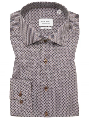 Chemise Manches Longues Ville Jacquard Bicolore Beige Moyen