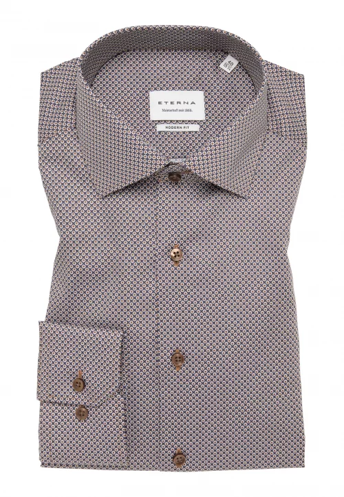 Chemise Manches Longues Ville Jacquard Bicolore Beige Moyen