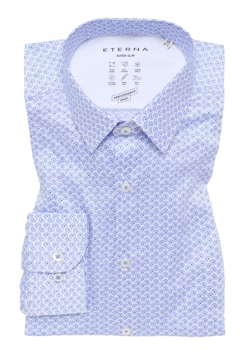 Chemise Manches Longues Ville Demi Fleur Bleu Clair