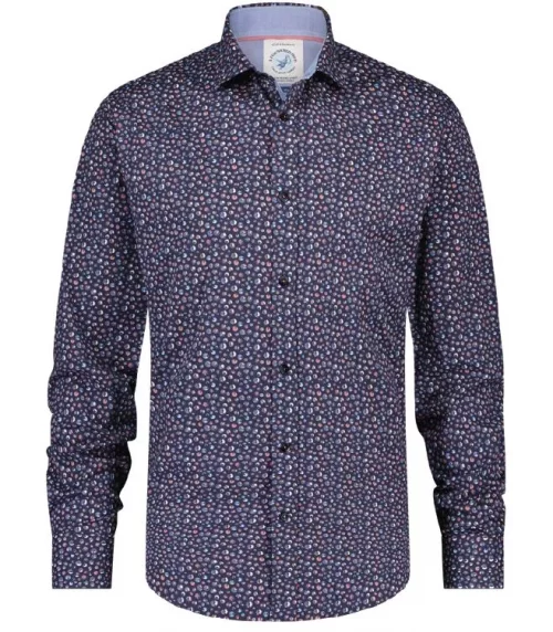 Chemise Manches Longues Sport Imp Bulles Bleu Fonce