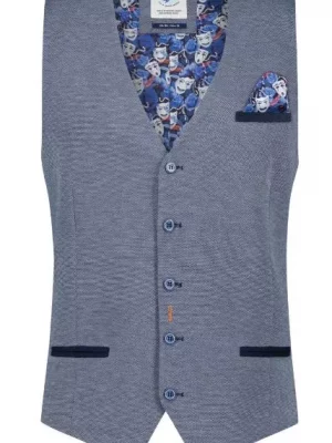 Gilet Ceremonie Maille Unie Bleu Moyen