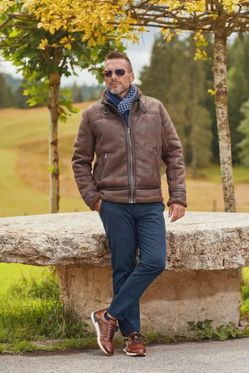 Grosse Piece Blouson Bombardier Acrylique Beige Fonce