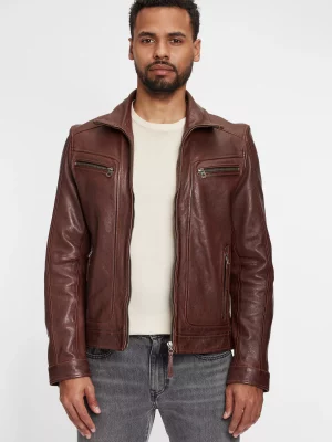 Cuir Blouson Agneau Parment Amovible Beige Moyen