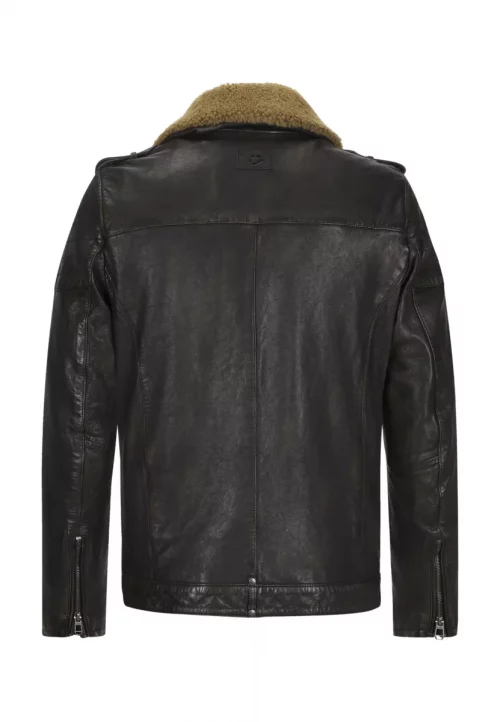 Cuir Blouson Agneau Pilote Beige Fonce – Image 2