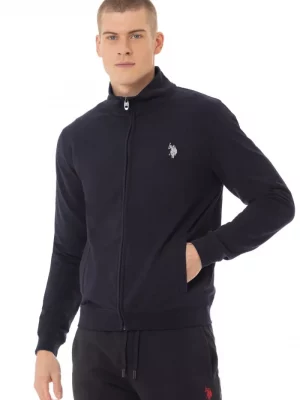 Gilet Manches Longues Molleton Zip Uni Bleu Fonce
