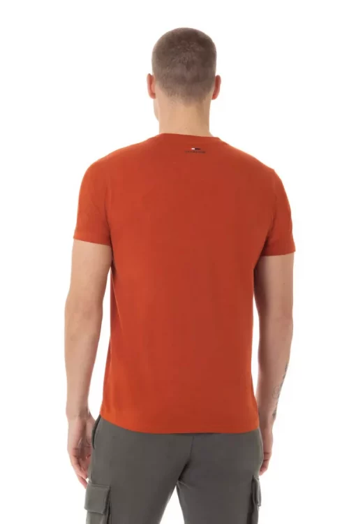 T-shirt Manches Courtes Uni Logo Poitrine Orange Moyen – Image 2