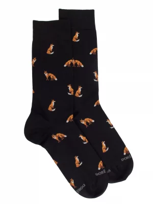 Accessoire Chaussettes Coton Renard Noir Fonce