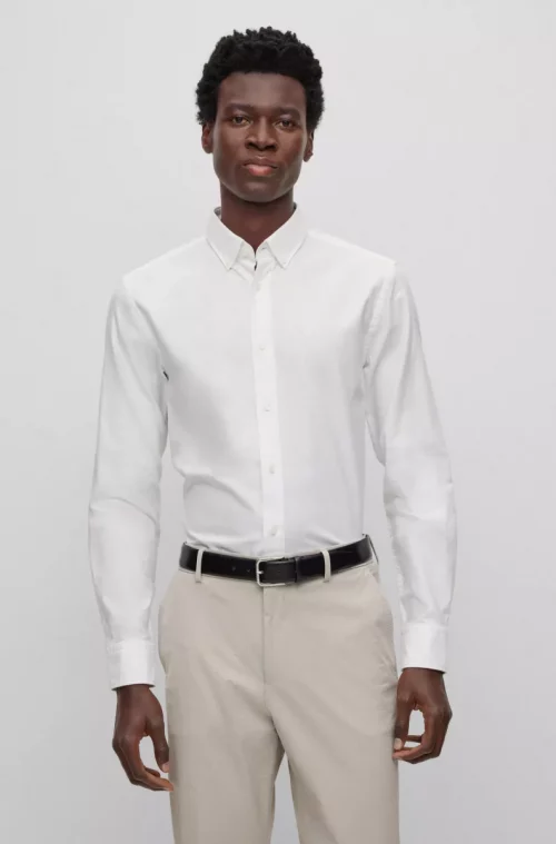 Chemise Manches Longues Ville Oxford Uni Blanc – Image 2