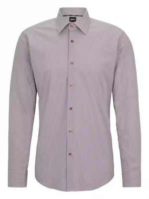 Chemise Manches Longues Ville Imprime 2 Traits Orange Beige Moyen