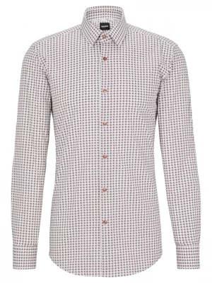 Chemise Manches Longues Ville Imprime Cubes Beige Moyen