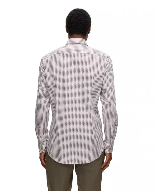 Chemise Manches Longues Ville Imprime Cubes Beige Moyen – Image 4