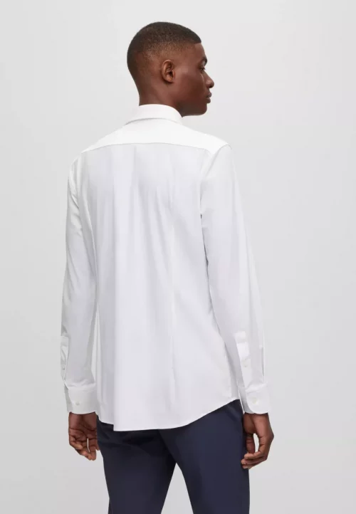 Chemise Manches Longues Ville Performance Uni Blanc – Image 3