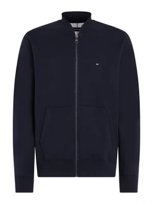Gilet Manches Longues French Terry Zip Bleu Fonce
