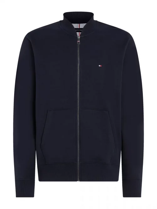 Gilet Manches Longues French Terry Zip Bleu Fonce