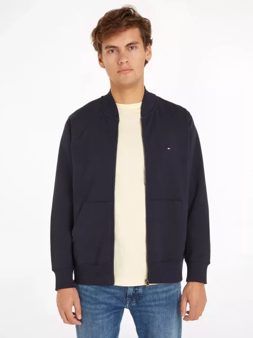 Gilet Manches Longues French Terry Zip Bleu Fonce – Image 2