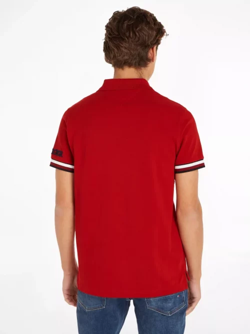 Polo Manches Courtes Broderie Manche Rouge Fonce – Image 3