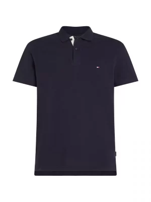 Polo Manches Courtes Patte Contraste Bleu Fonce