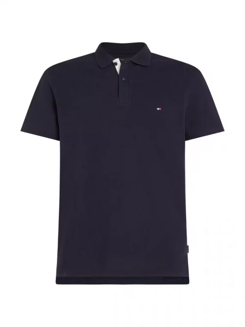 Polo Manches Courtes Patte Contraste Bleu Fonce