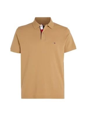 Polo Manches Courtes Patte Contraste Beige Moyen
