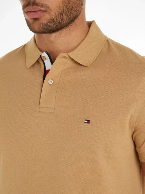 Polo Manches Courtes Patte Contraste Beige Moyen – Image 3