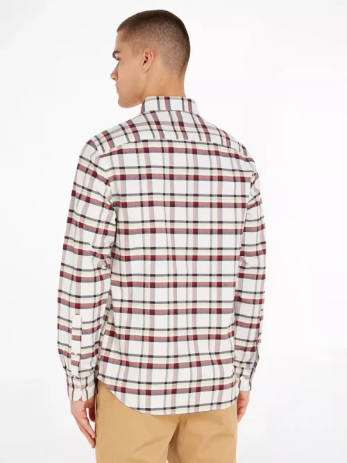 Chemise Manches Longues Sport Grands Carreaux Beige Moyen – Image 3
