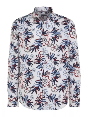 Chemise Manches Longues Sport Grandes Fleurs Beige Moyen